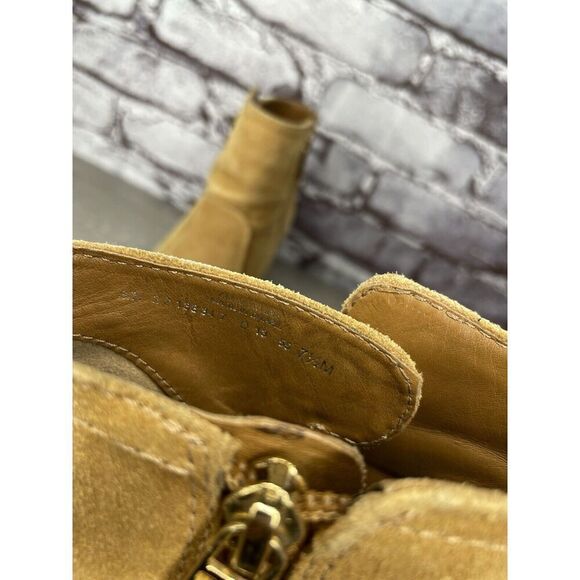 Tory Burch Tan Suede Leather Side Zipper High Heel Booties Women Sz 7.5M US/38EU - Picture 13 of 16